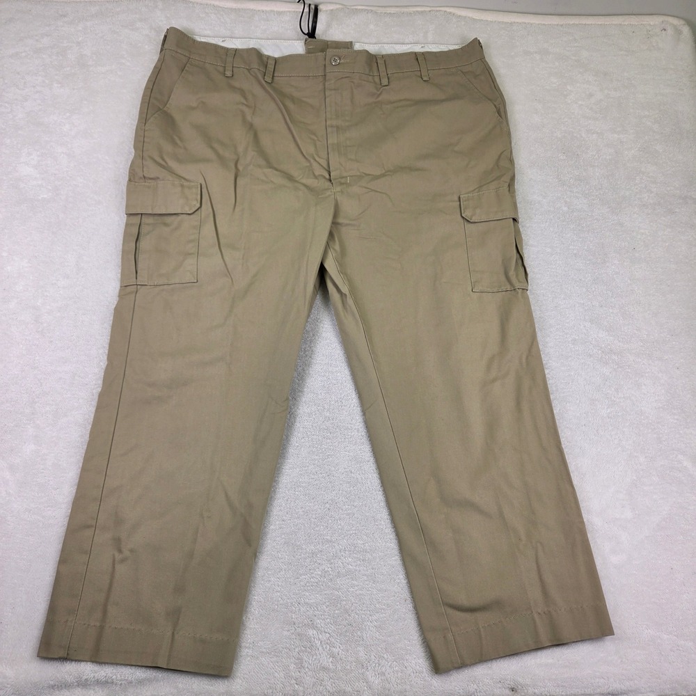 Red Kap Mens Khaki Cargo Work Pants Tan Straight Leg Utility Trousers Size 44x27
